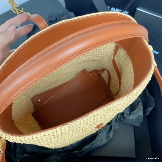 bucket bag-20*25*16CM Le 37 YSL leather-trimmed raffia 0717